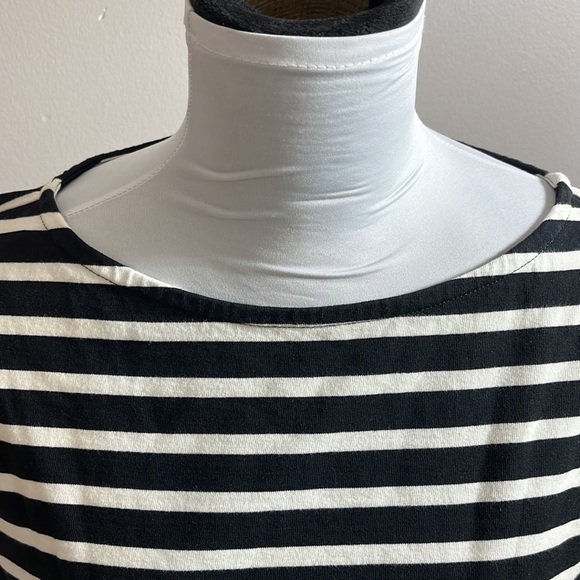 J Crew black and white stripe 3/4 sleeve with lace detail soft and stretchy M - Picture 2 of 10
